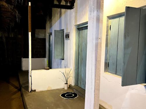 a room with two windows and a pot with a plant at Cactus Arugambay in Arugam Bay