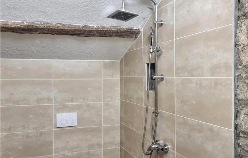 een douche met een glazen deur in de badkamer bij Nice Apartment In Funtana With Kitchen in Funtana