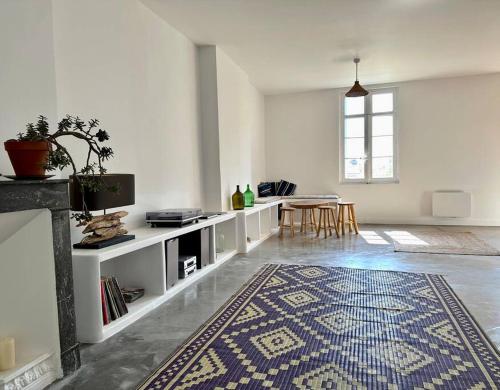 een woonkamer met een tapijt op de vloer bij Appartement Montpellier centre in Montpellier