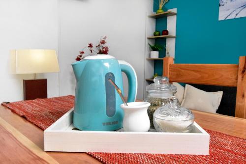 a blue blender sitting on top of a table at Cálido Destino in Ushuaia