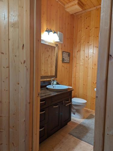 a bathroom with a sink and a toilet at Sundance Country Lodge B&B in Marlboro