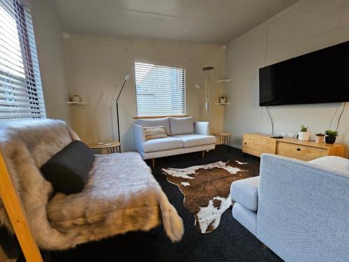 sala de estar con sofá y TV en Roxburgh Central en Roxburgh