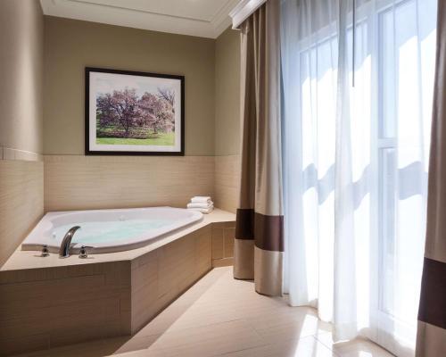 La salle de bains est pourvue d'une baignoire et d'une fenêtre. dans l'établissement Comfort Suites DuBois, à DuBois