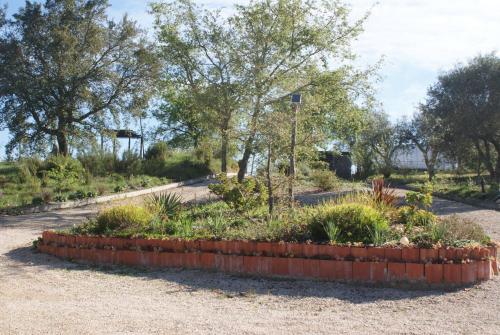 a garden with plants in a brick wall at Casa do Vale Cabo in Olival