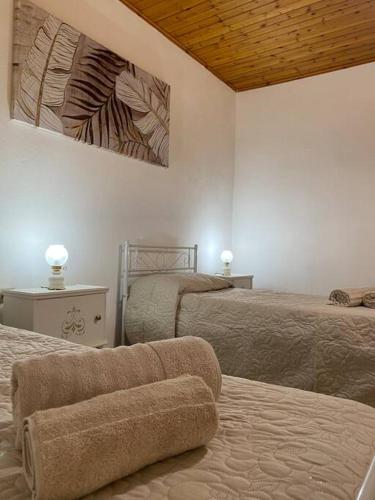 1 dormitorio con 2 camas y un cuadro en la pared en Appartamento Vacanze Dommu Mia, en Arzana