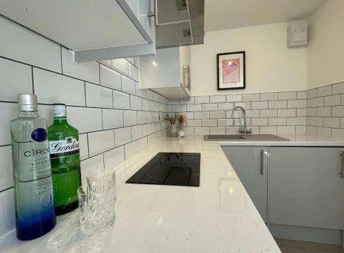 Kuchyň nebo kuchyňský kout v ubytování Modern guest house apartment in weybridge