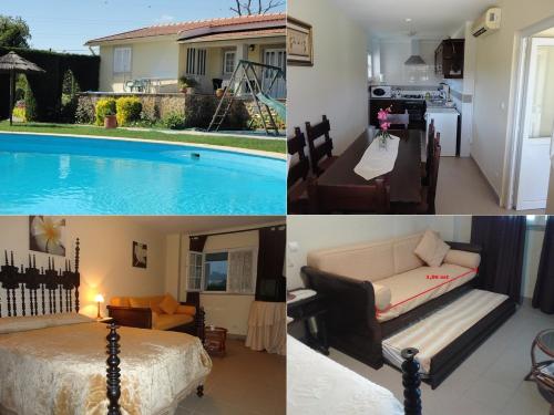 a collage of pictures of a house with a swimming pool at Agroturismo Quinta Dom José in Braga