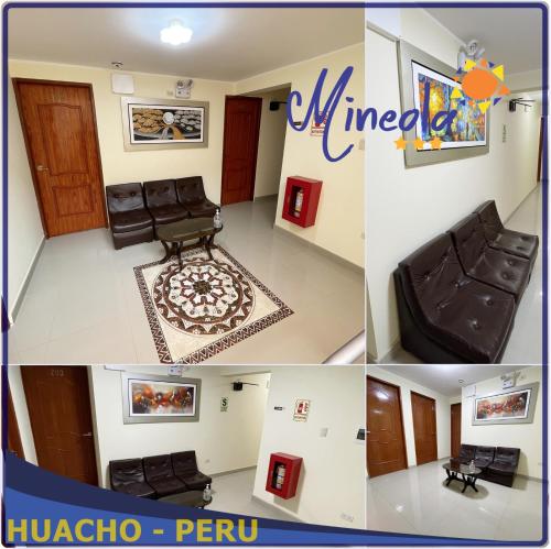 un collage de photos d'une pièce dans l'établissement Hostal Mineola Huacho, à Santa María