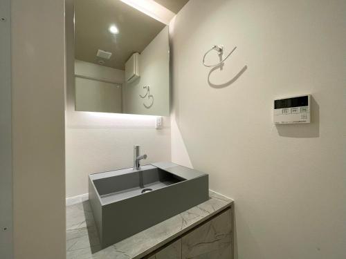 a bathroom with a sink and a mirror at Bonheur Akasaka in Tokyo