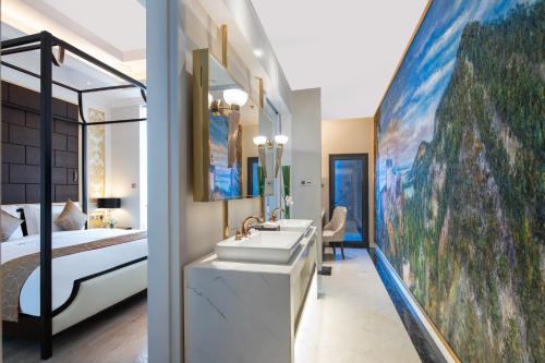 Katil atau katil-katil dalam bilik di Rocase Boutique Hotel Wuxi