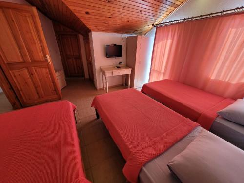 費特希耶的住宿－Cetin Pansiyon，酒店客房设有两张床和电视。