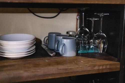 Dapur atau dapur kecil di Apartments JustLvivIt at the Rynok Square