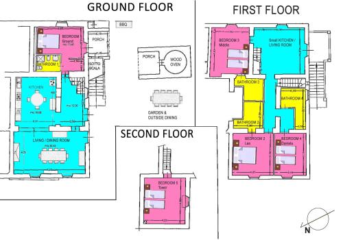 a floor plan of the ground floor and second floor at Petrolo in Bucine