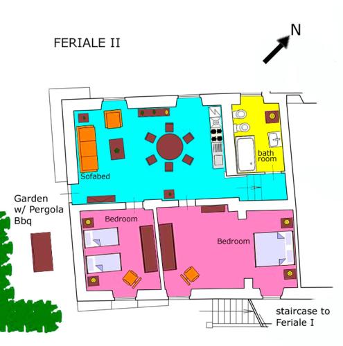 a floor plan of a building with a diagram at Petrolo in Bucine