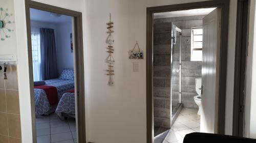 Habitación con baño con ducha y aseo. en Innikol 38, en Mossel Bay