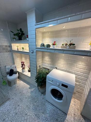 een badkamer met een wasmachine en een toilet bij Mira loft in Bejaïa