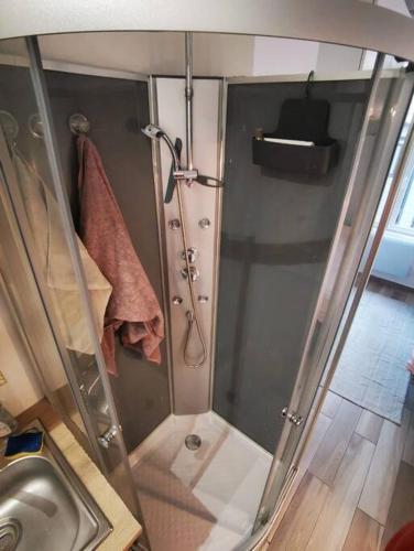 a bathroom with a shower and a sink at Cozy Studio*Near Paris*Ideal Couple in Boulogne-Billancourt