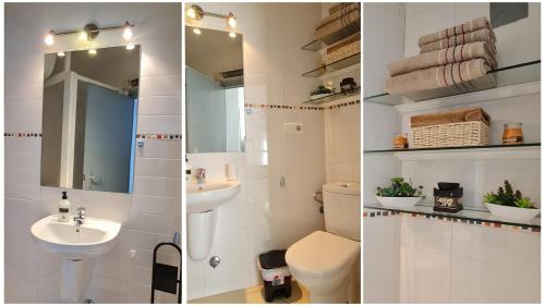 two pictures of a bathroom with a sink and a toilet at PISO CALPE - 2º LINEA in Calpe