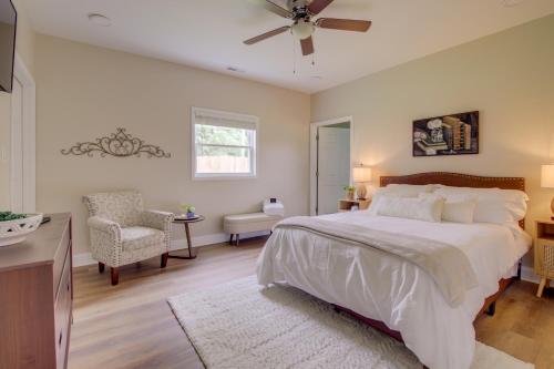 a bedroom with a bed and a ceiling fan at Dog-Friendly Jackson Home Near Downtown Hub! in Jackson