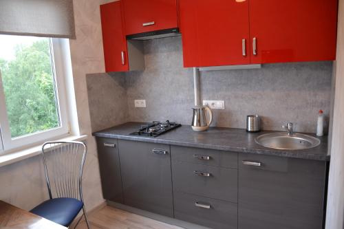 Kuchyň nebo kuchyňský kout v ubytování Julia Apartment Riga Imanta