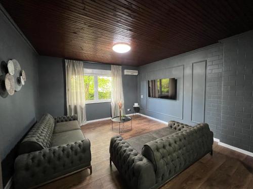 a living room with two couches and a tv at Lux apartments Crystal-center in Bihać