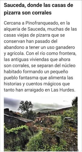 a screenshot of a text message about a plant at Casa rural La calleja de las hurdes TRCC00555 in Sauceda