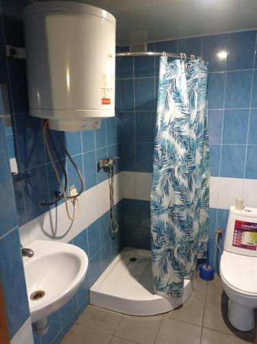Готель Мірабела : حمام مع دش ومغسلة ومرحاض