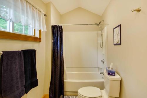 a bathroom with a tub and a toilet and a shower at Laconia Home with Beach - half Mi to Weirs Beach in Laconia