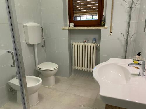 a bathroom with a toilet and a sink at BELLA VISTA BOLOGNESE in Trespiano