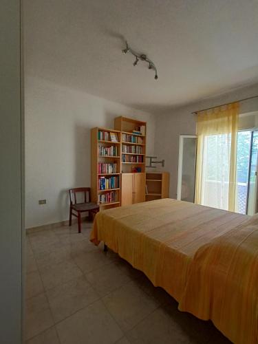1 dormitorio con 1 cama grande y estante para libros en SE019 Senigallia, delizioso cielo-terra con portico, en Senigallia
