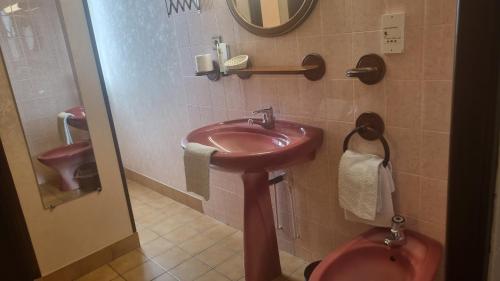 y baño con lavabo y aseo. en Logis Relais des Monedieres, en Seilhac