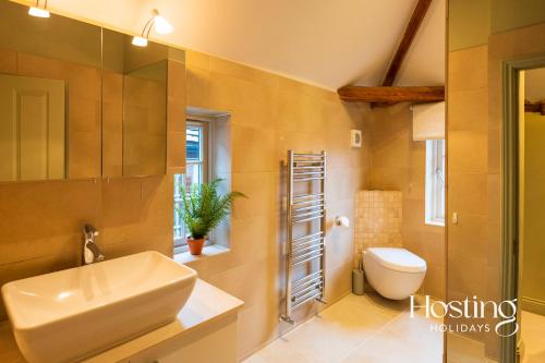 a bathroom with a sink and a toilet at Riverside House - A Truly Unique Stay For 8 Guests in Marlow