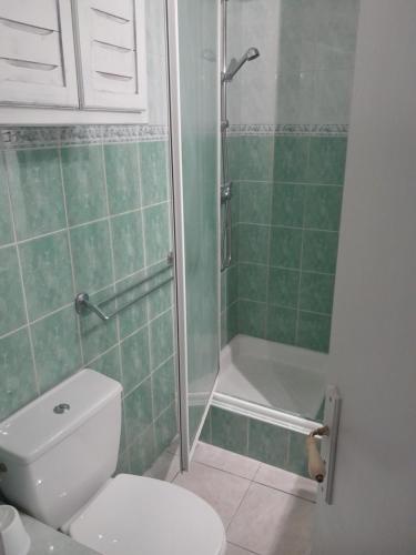 a bathroom with a shower and a toilet and a tub at Le liberté in Béziers