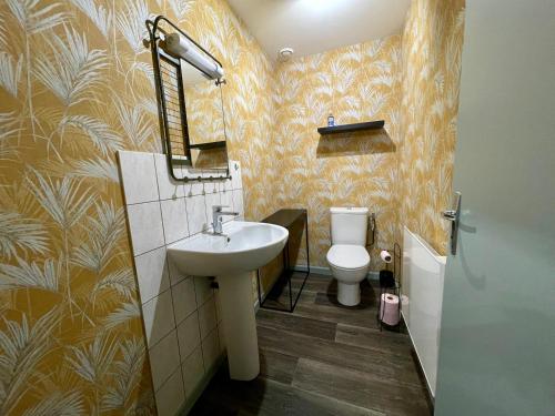 アルク・アン・バロワにあるLE GITE DES 2 FRERESのバスルーム(洗面台、トイレ付)