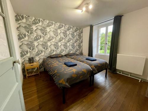 une chambre avec un lit dans une pièce avec une fenêtre dans l'établissement LE GITE DES 2 FRERES, à Arc-en-Barrois