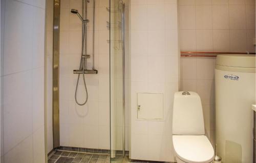 y baño con ducha y aseo. en Cozy Home In Stathelle With House A Panoramic View, en Stathelle
