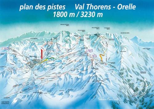 a map of a snow covered mountain at Appartement pied pistes à Val thorens in Val Thorens