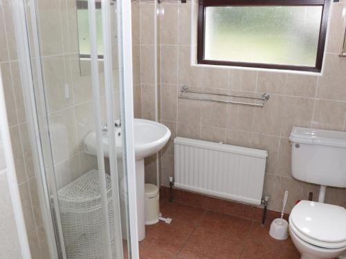 a bathroom with a toilet and a sink at Daffodil Cottage in Grange