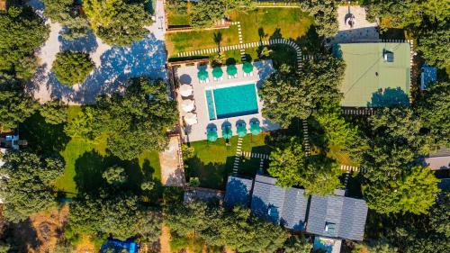 an overhead view of a house with a swimming pool at Elasu Bodrum in Bodrum City