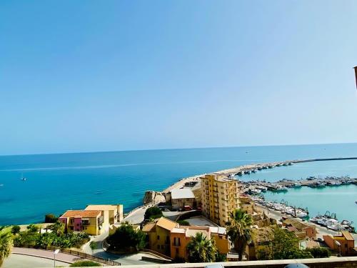 an aerial view of a resort and a marina at Holiday Marty&kalos in Sciacca