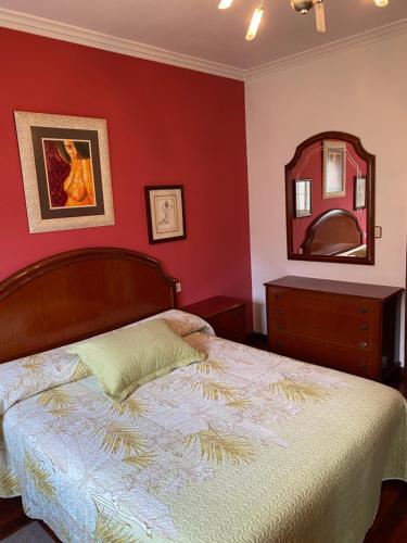 En eller flere senge i et værelse på A Casa da Playa do Con - Moaña