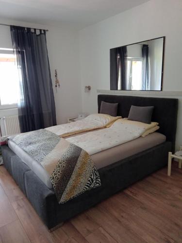1 cama grande en un dormitorio con un espejo grande en Apartman ISPOD DUGE LANA en Zlatibor