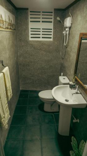 a bathroom with a sink and a toilet at Kothmale Homestay in Mawatura