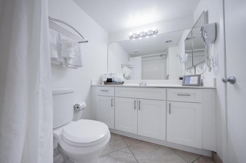 La salle de bains blanche est pourvue de toilettes et d'un lavabo. dans l'établissement 146 Fully Furnished 1BR Suite-Pet Friendly, à Scottsdale