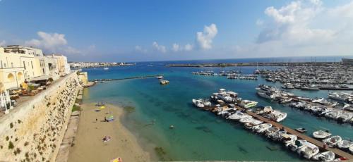 vistas a un puerto con barcos en el agua en Bari rooms on the sea en Bari