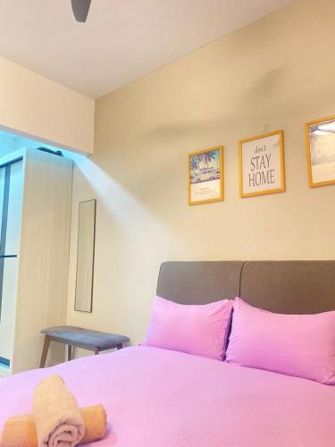 Postel nebo postele na pokoji v ubytování JOVIAL Modern Cozy Homestay `Meritus Perai
