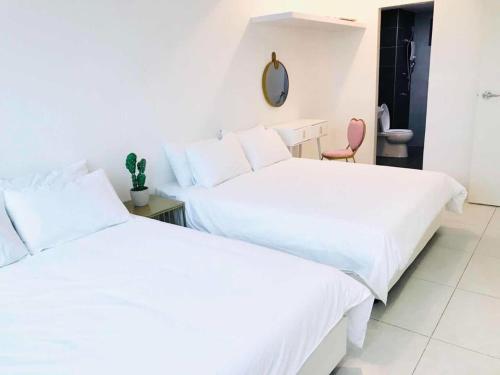 Postel nebo postele na pokoji v ubytování JOVIAL Modern Cozy Homestay `Meritus Perai