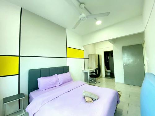 Postel nebo postele na pokoji v ubytování JOVIAL Modern Cozy Homestay `Meritus Perai