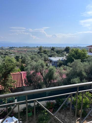 una vista sul giardino dal balcone di una casa di Amazing view Panorama Eretrias a Eretria