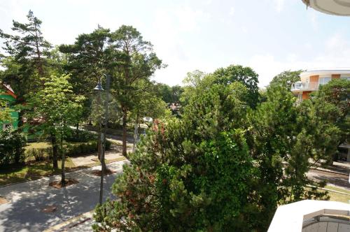 una vista aérea de un parque con árboles en ALKA apartaments, en Palanga